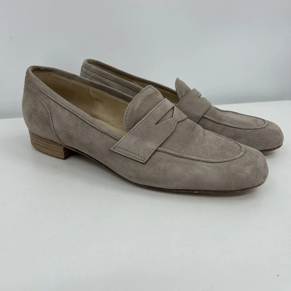 M. Gemi Womens Suede Penny‎ Loafers Size EU 37.5 Beige Quiet Luxury Old Money